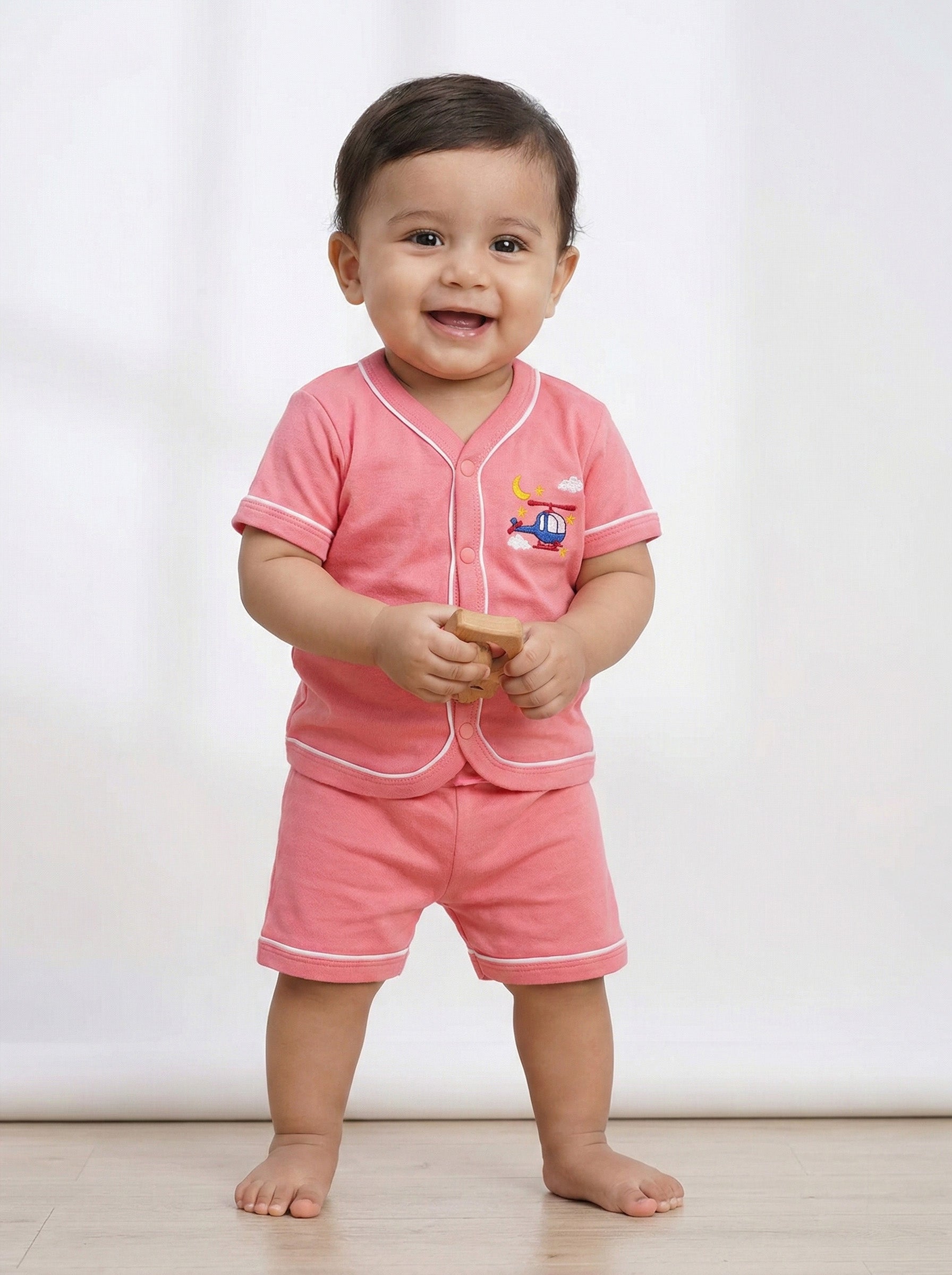 Baby Boy Cotton Shirt and Shorts Set with Embroidery - Summer Outfit for Infants & Toddlers-ERIN