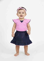 BRIA - 100% Combed Cotton Top & Denim Skirt Set for Infants & Toddlers