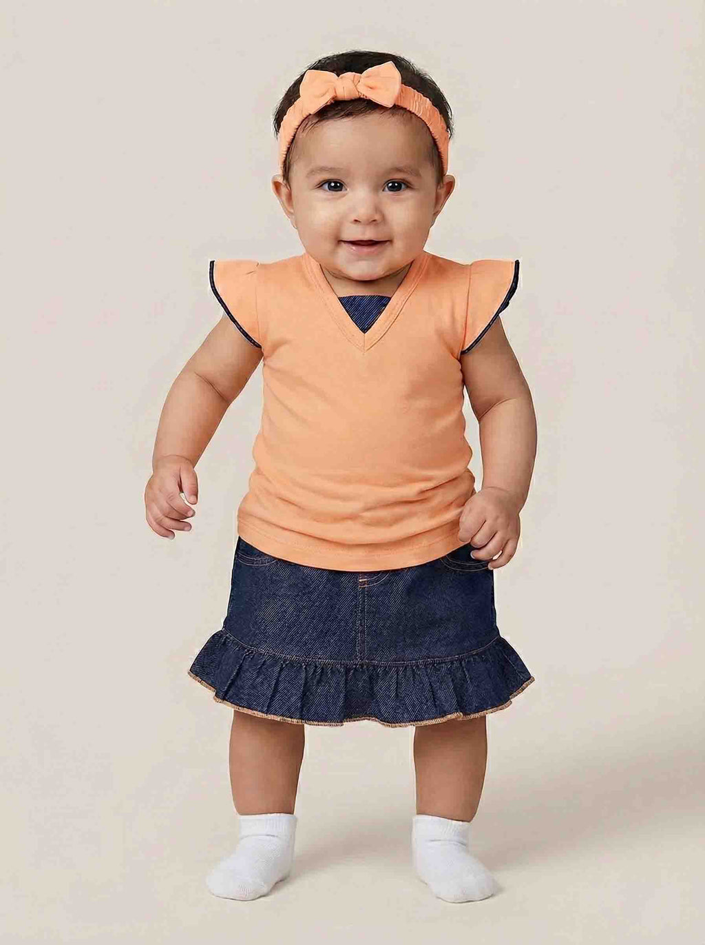 BRIA - 100% Combed Cotton Top & Denim Skirt Set for Infants & Toddlers