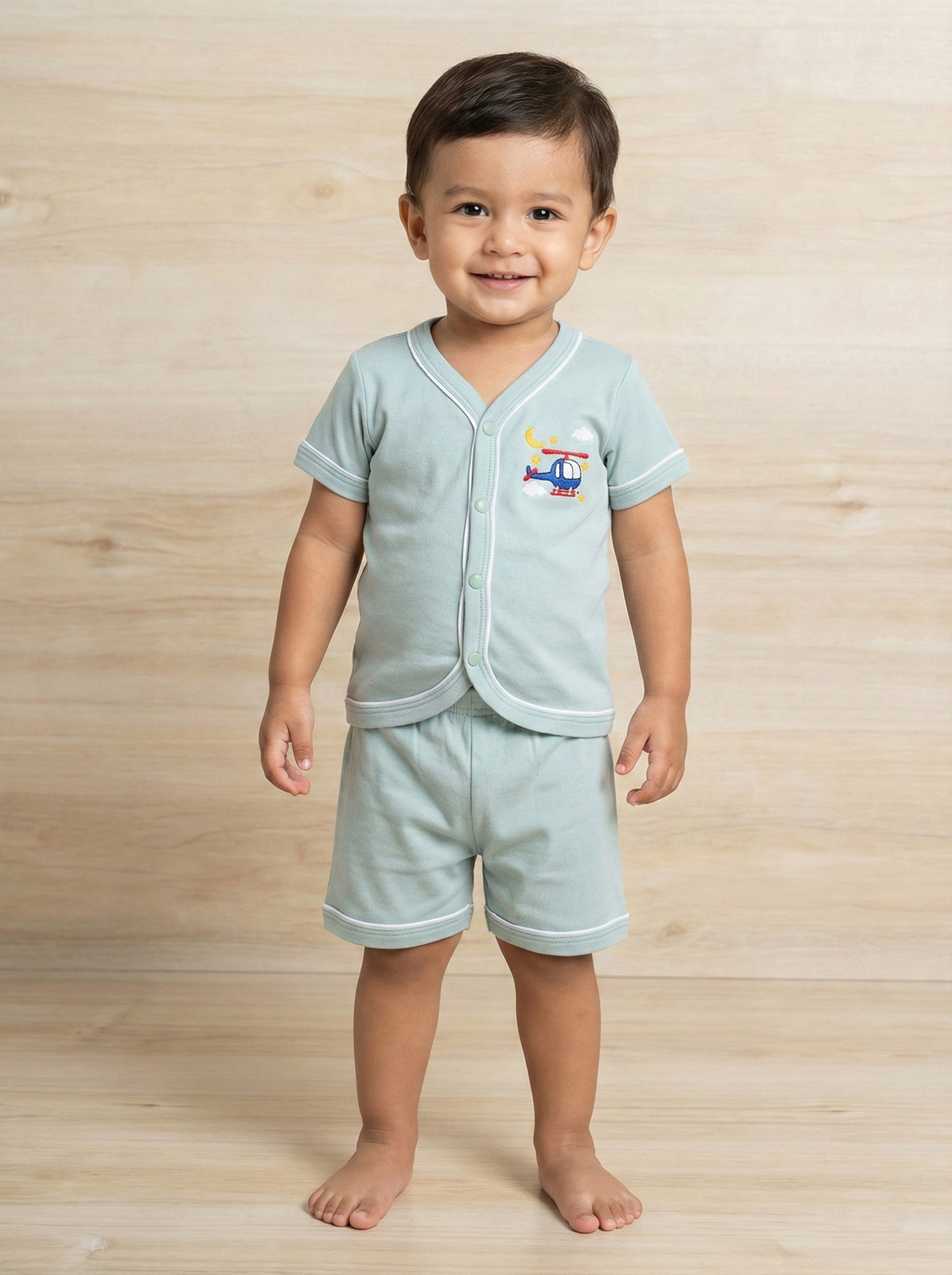 Baby Boy Cotton Shirt and Shorts Set with Embroidery - Summer Outfit for Infants & Toddlers-ERIN