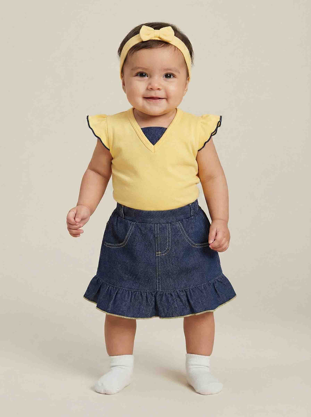 BRIA - 100% Combed Cotton Top & Denim Skirt Set for Infants & Toddlers