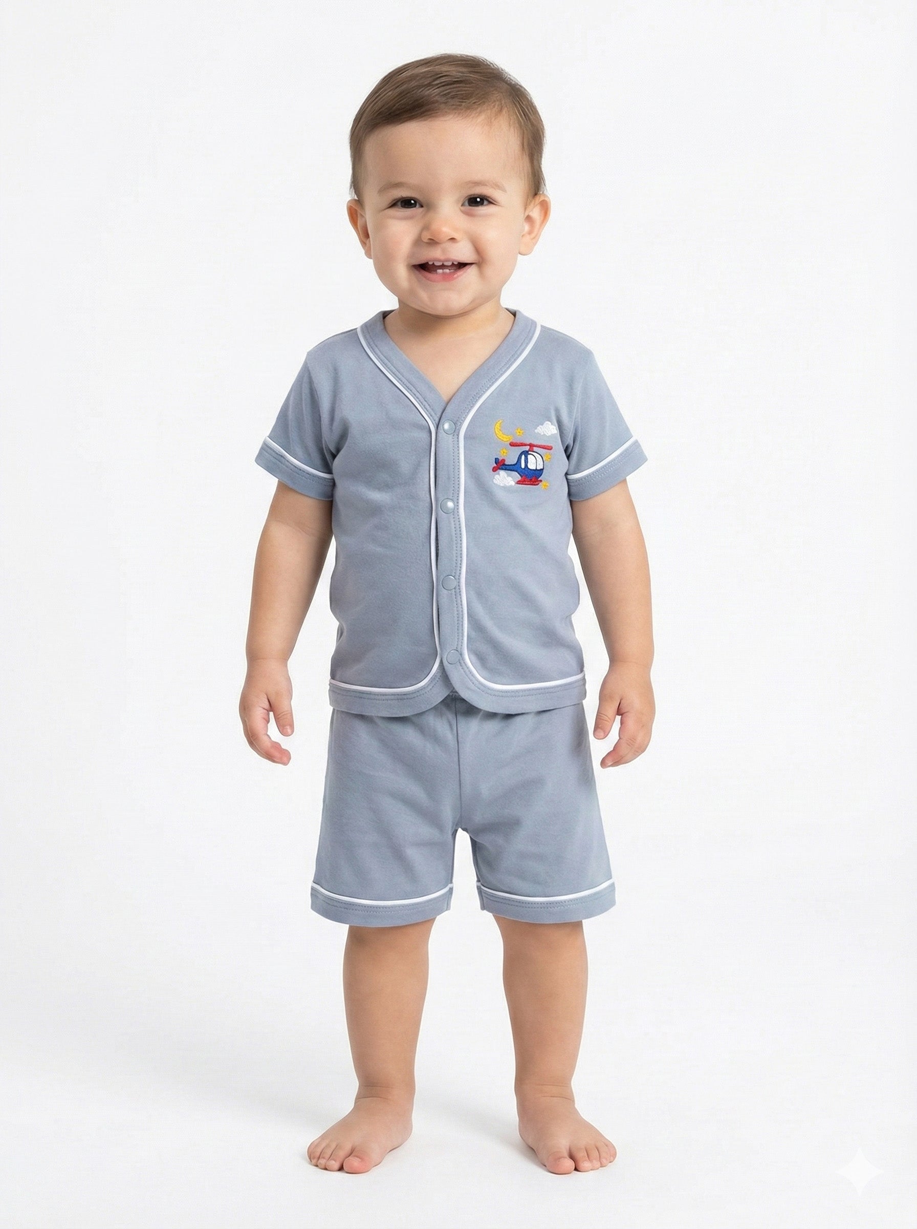 Baby Boy Cotton Shirt and Shorts Set with Embroidery - Summer Outfit for Infants & Toddlers-ERIN