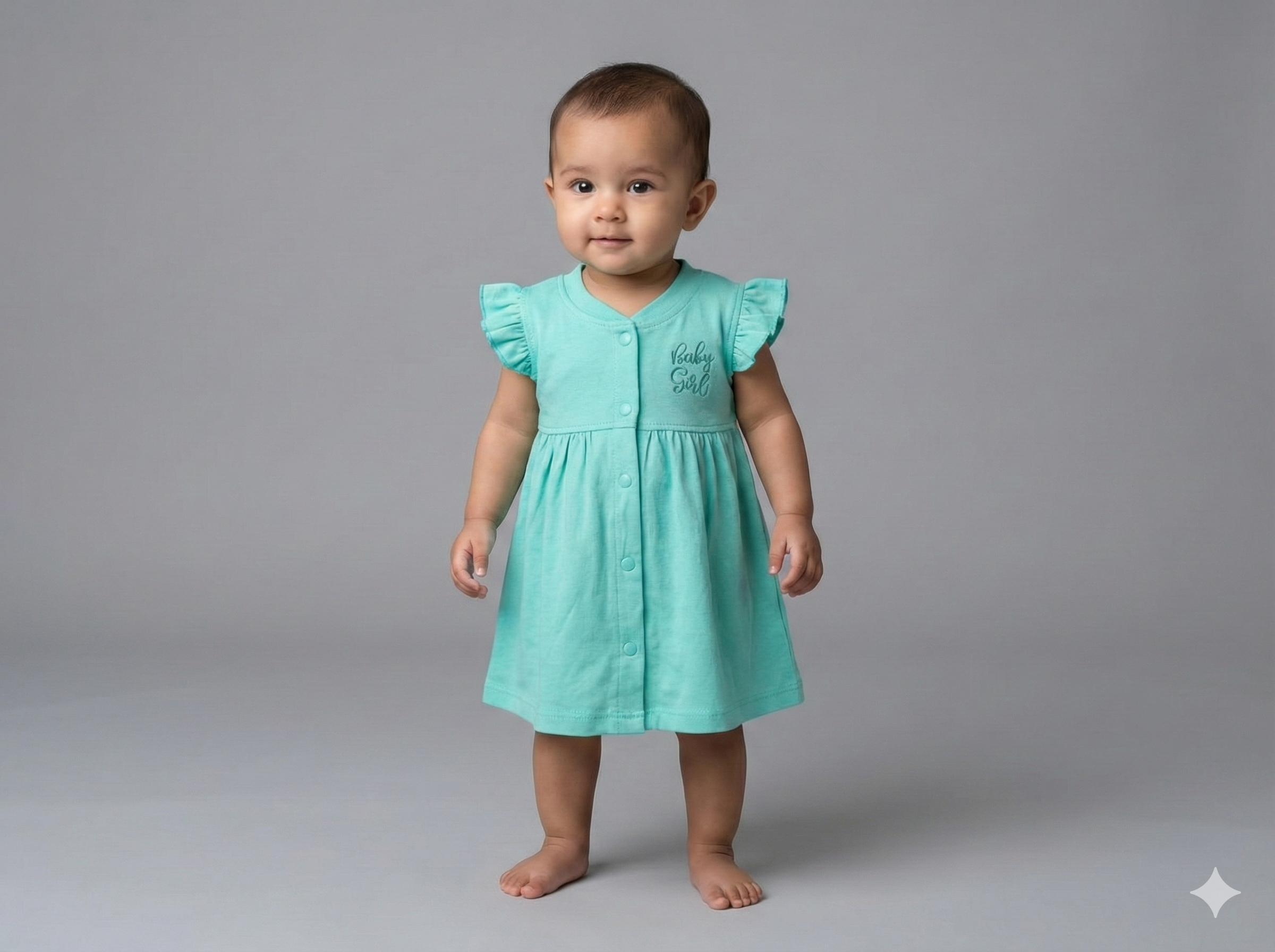 Baby Girl A-Line Frock Dress - 100% Combed Cotton - Soft Casual Dress for Infants & Toddlers