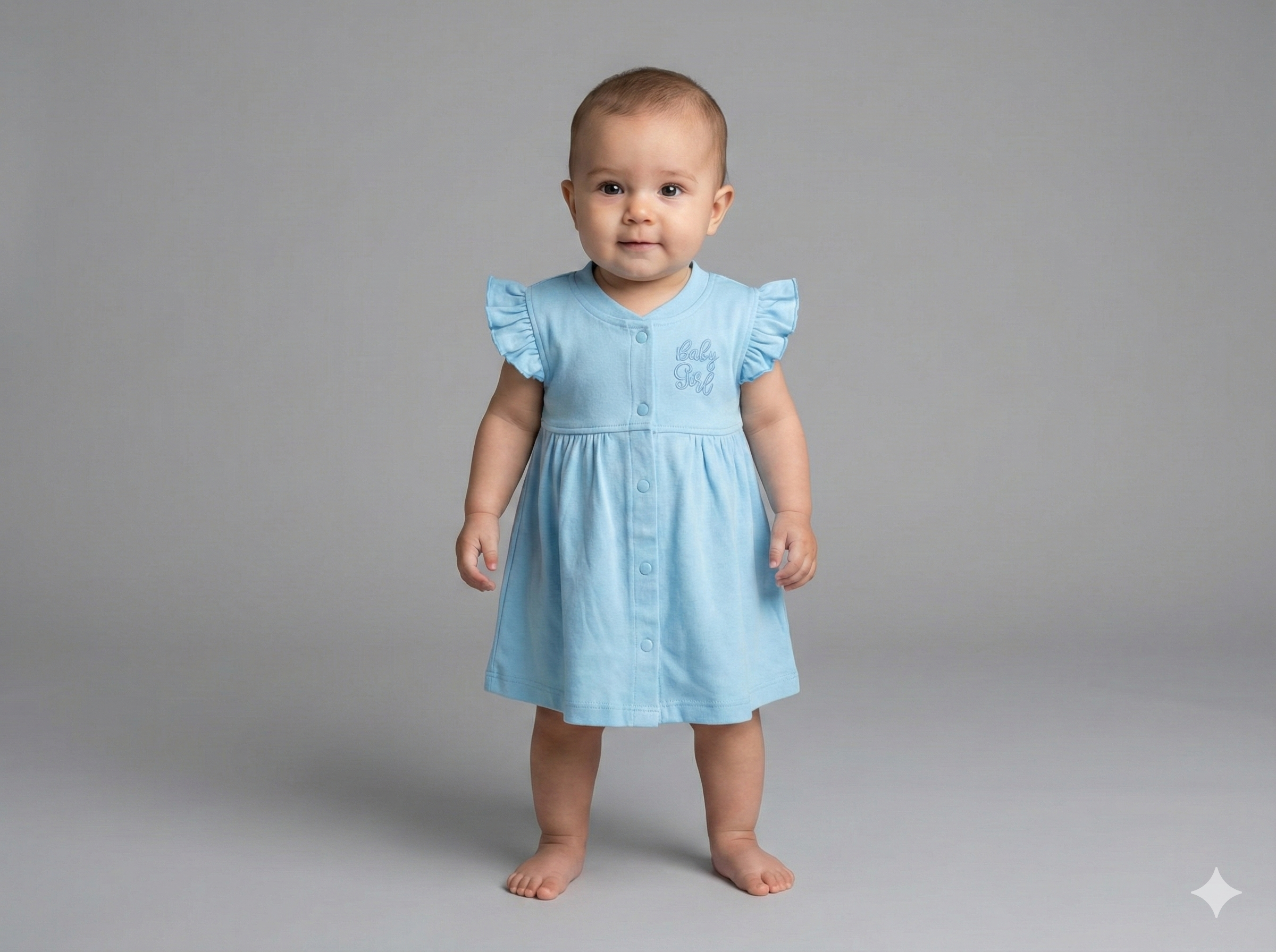 Baby Girl A-Line Frock Dress - 100% Combed Cotton - Soft Casual Dress for Infants & Toddlers