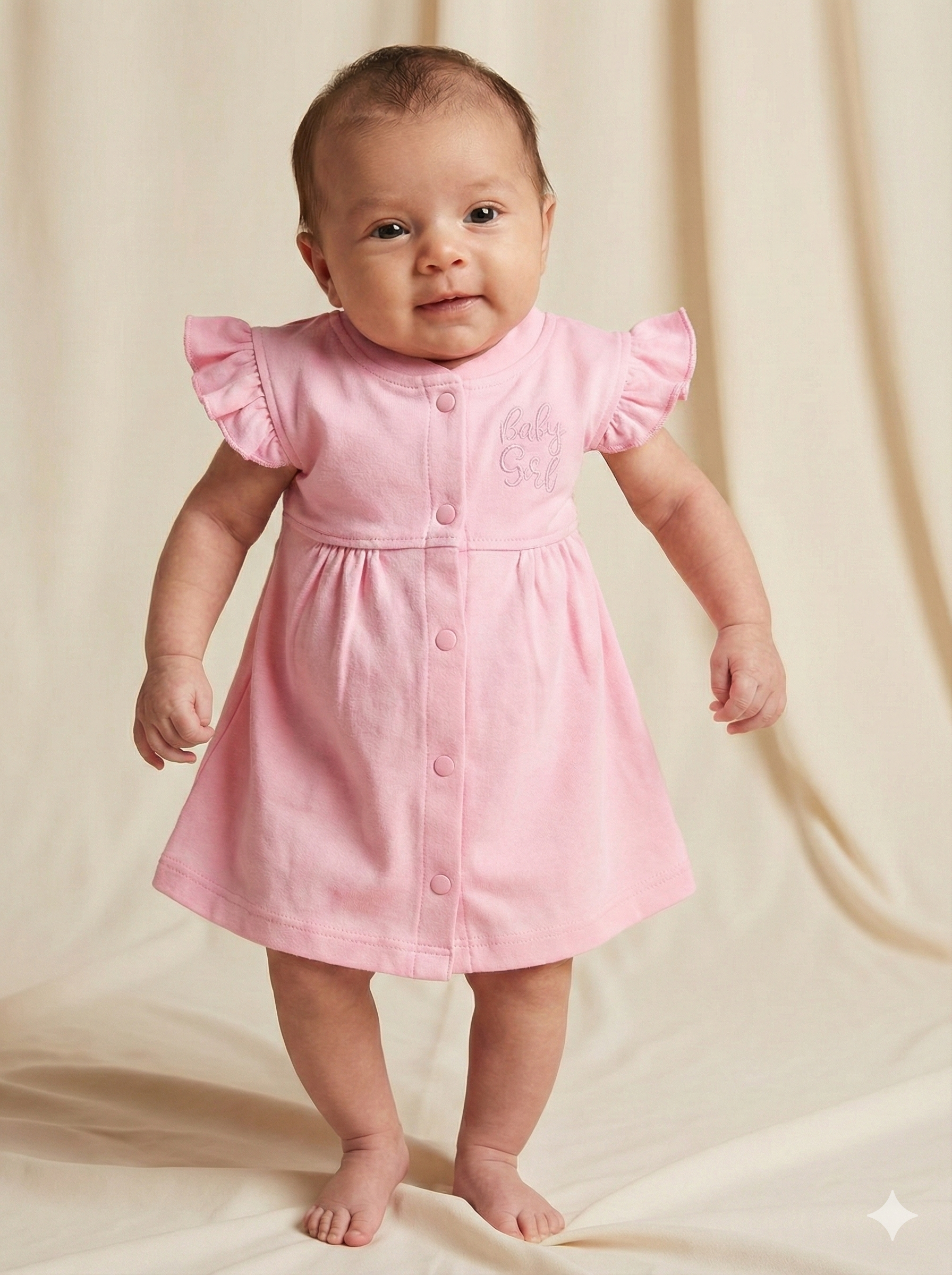 Baby Girl A-Line Frock Dress - 100% Combed Cotton - Soft Casual Dress for Infants & Toddlers