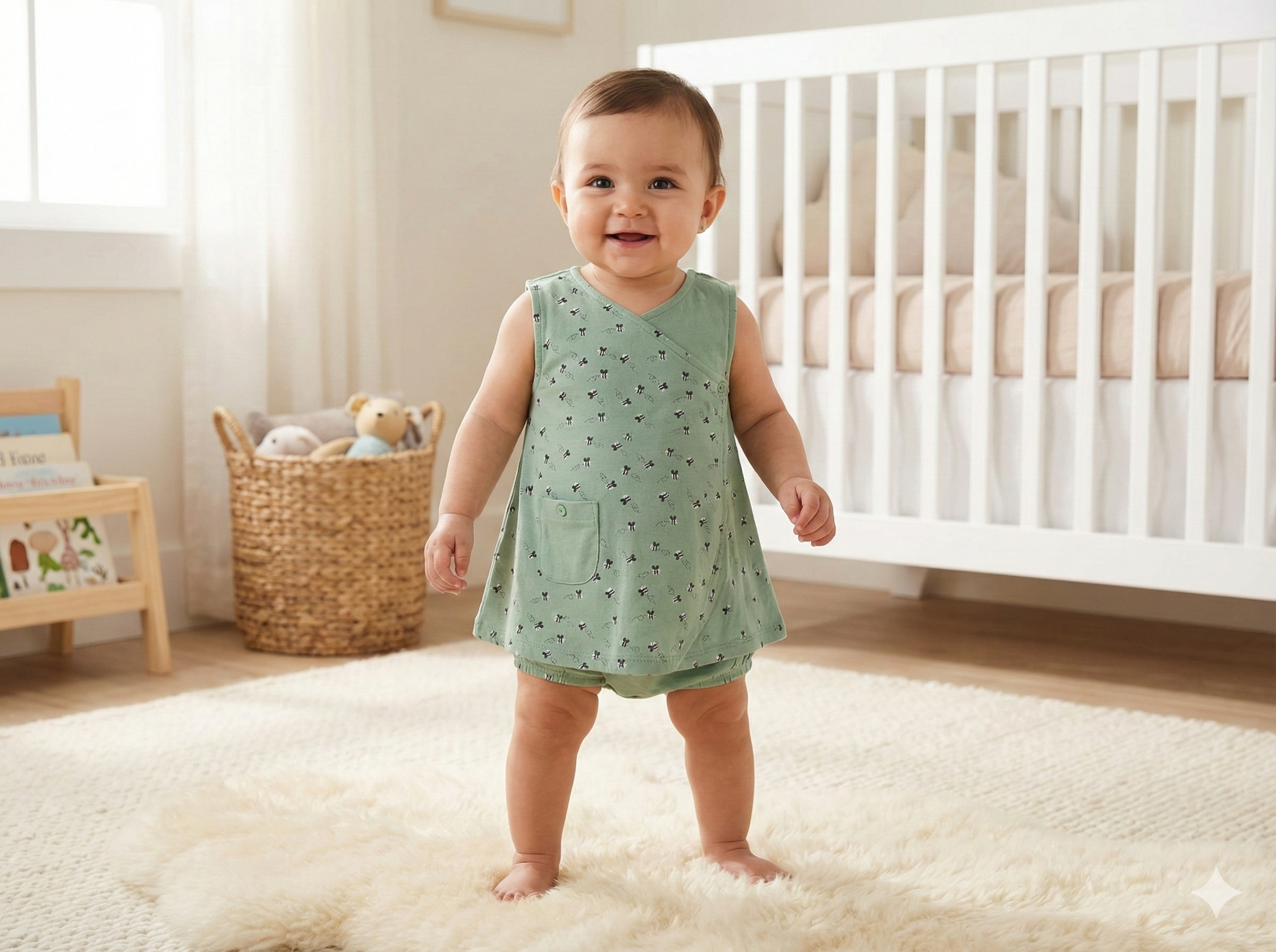 NOHA- BABY ALINE DRESS DOUBLE KNIT COTTON  WILL ALL OVER PRINT