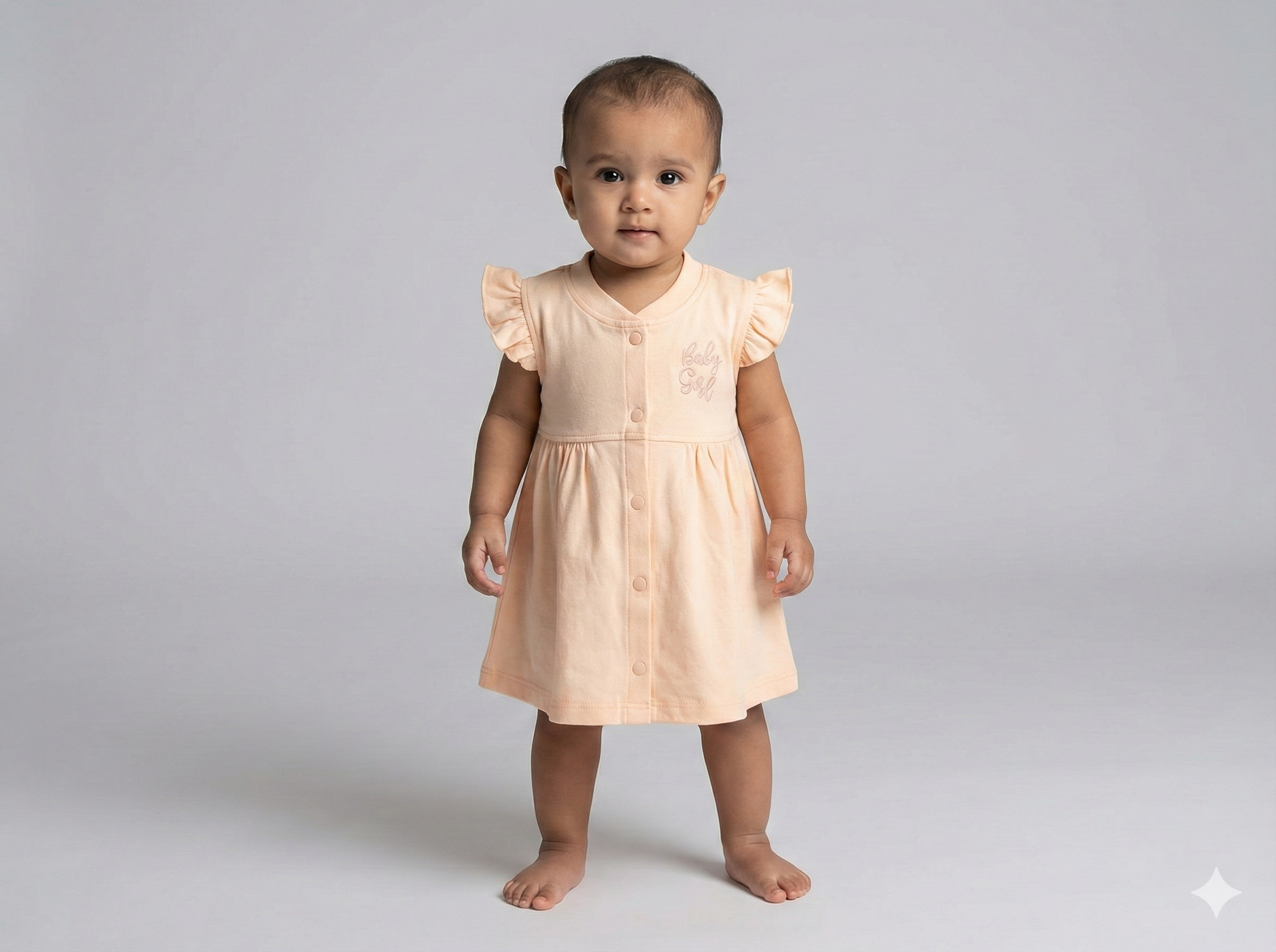 Baby Girl A-Line Frock Dress - 100% Combed Cotton - Soft Casual Dress for Infants & Toddlers