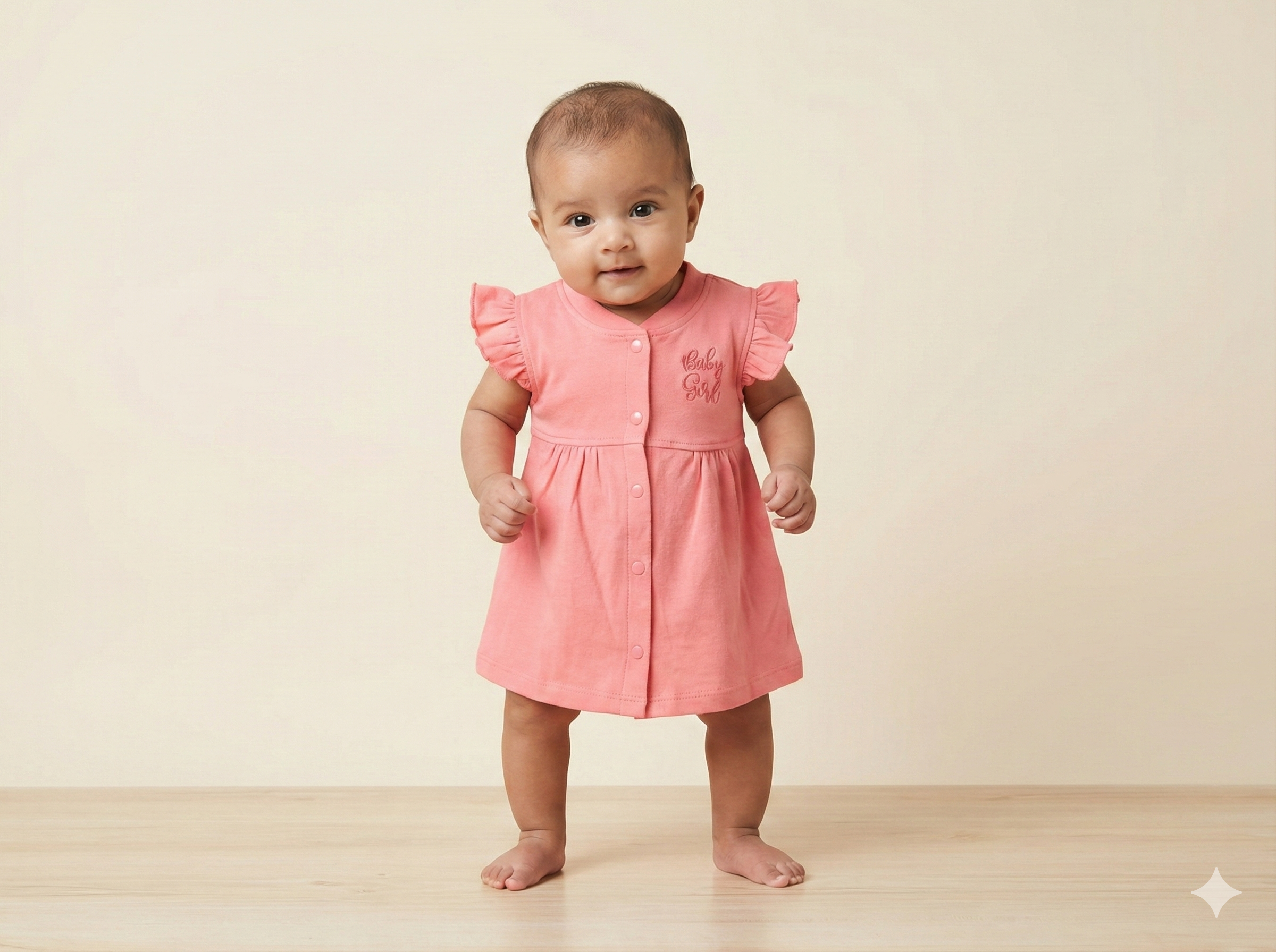 Baby Girl A-Line Frock Dress - 100% Combed Cotton - Soft Casual Dress for Infants & Toddlers