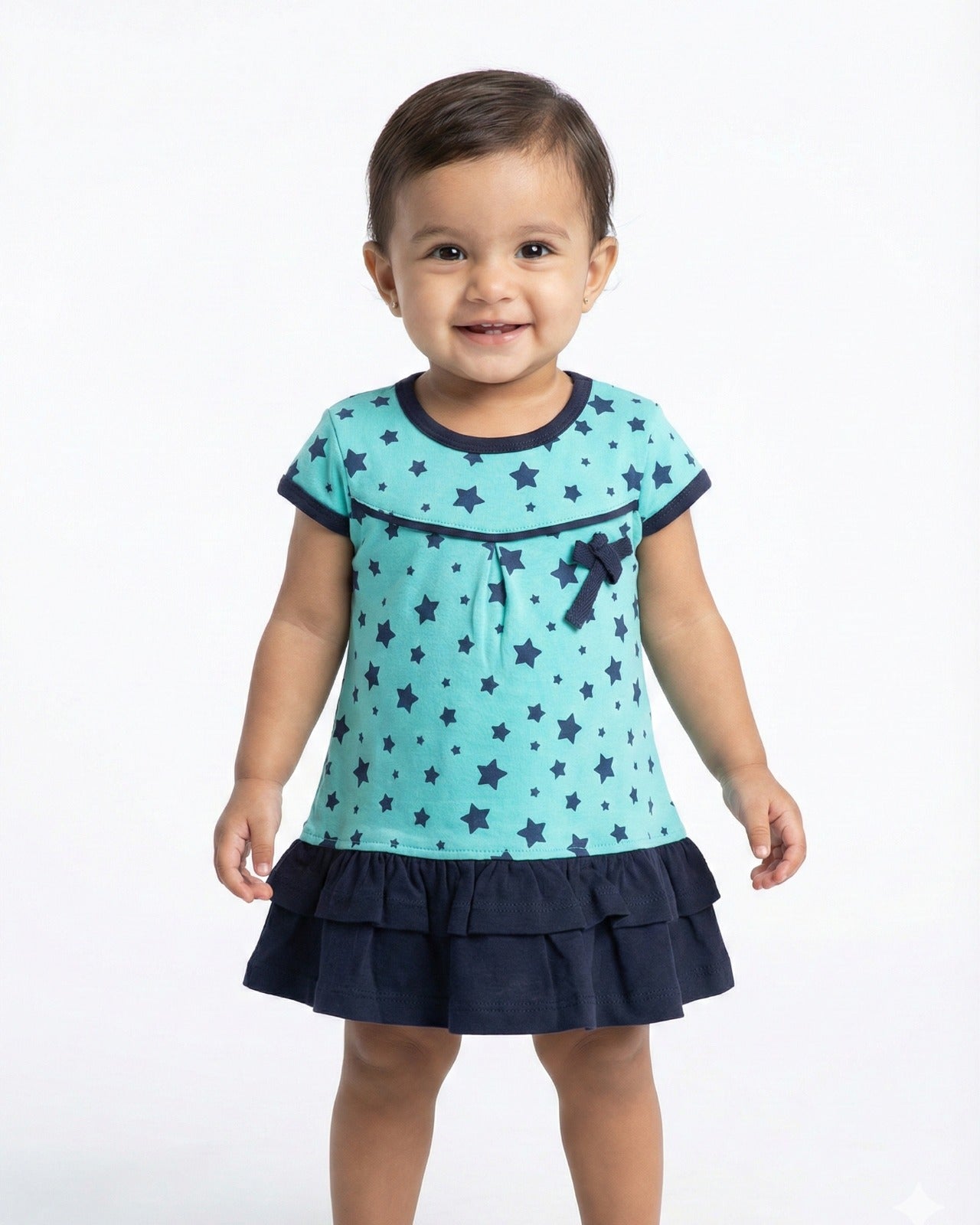 Baby Girl Midi/Knee Length Casual Dress - 100% Combed Cotton - Soft A-Line Dress for Infants & Toddlers