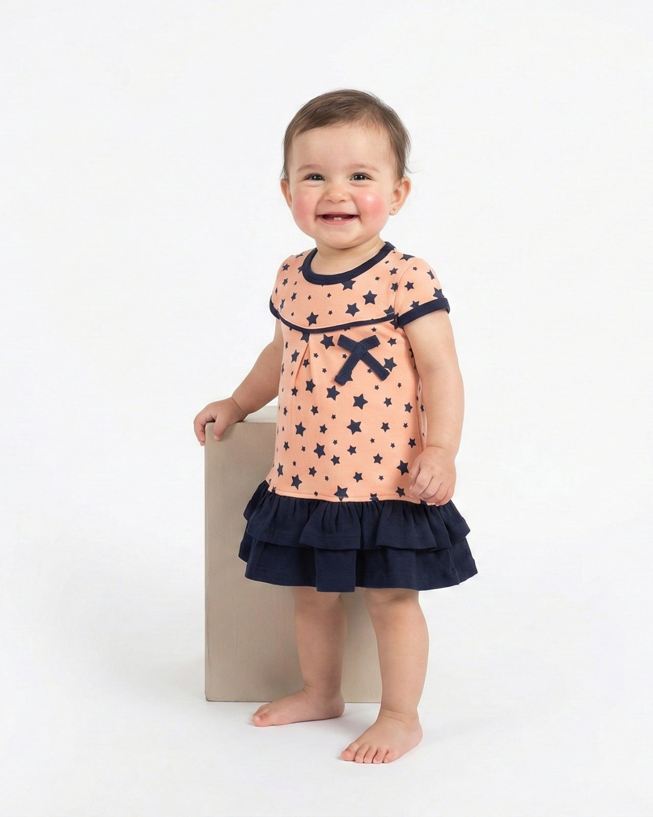 Baby Girl Midi/Knee Length Casual Dress - 100% Combed Cotton - Soft A-Line Dress for Infants & Toddlers