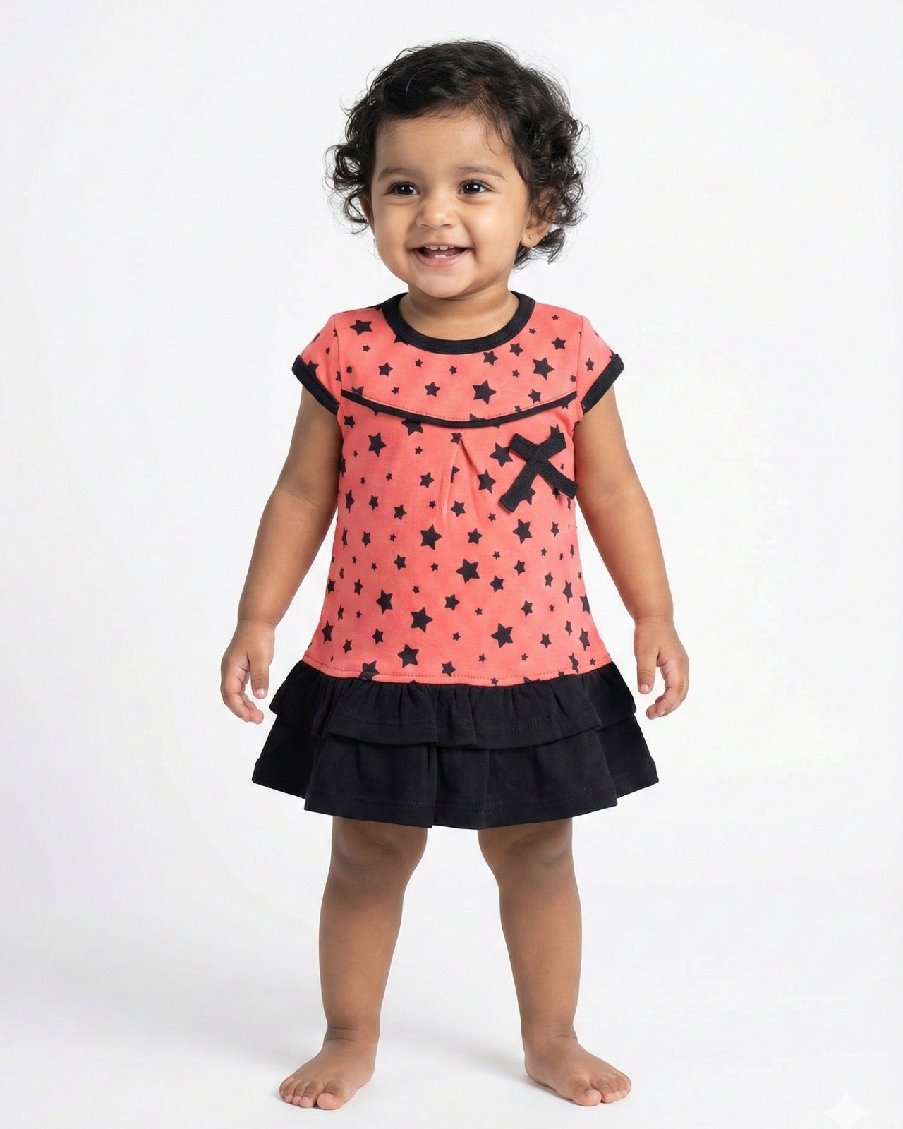 Baby Girl Midi/Knee Length Casual Dress - 100% Combed Cotton - Soft A-Line Dress for Infants & Toddlers