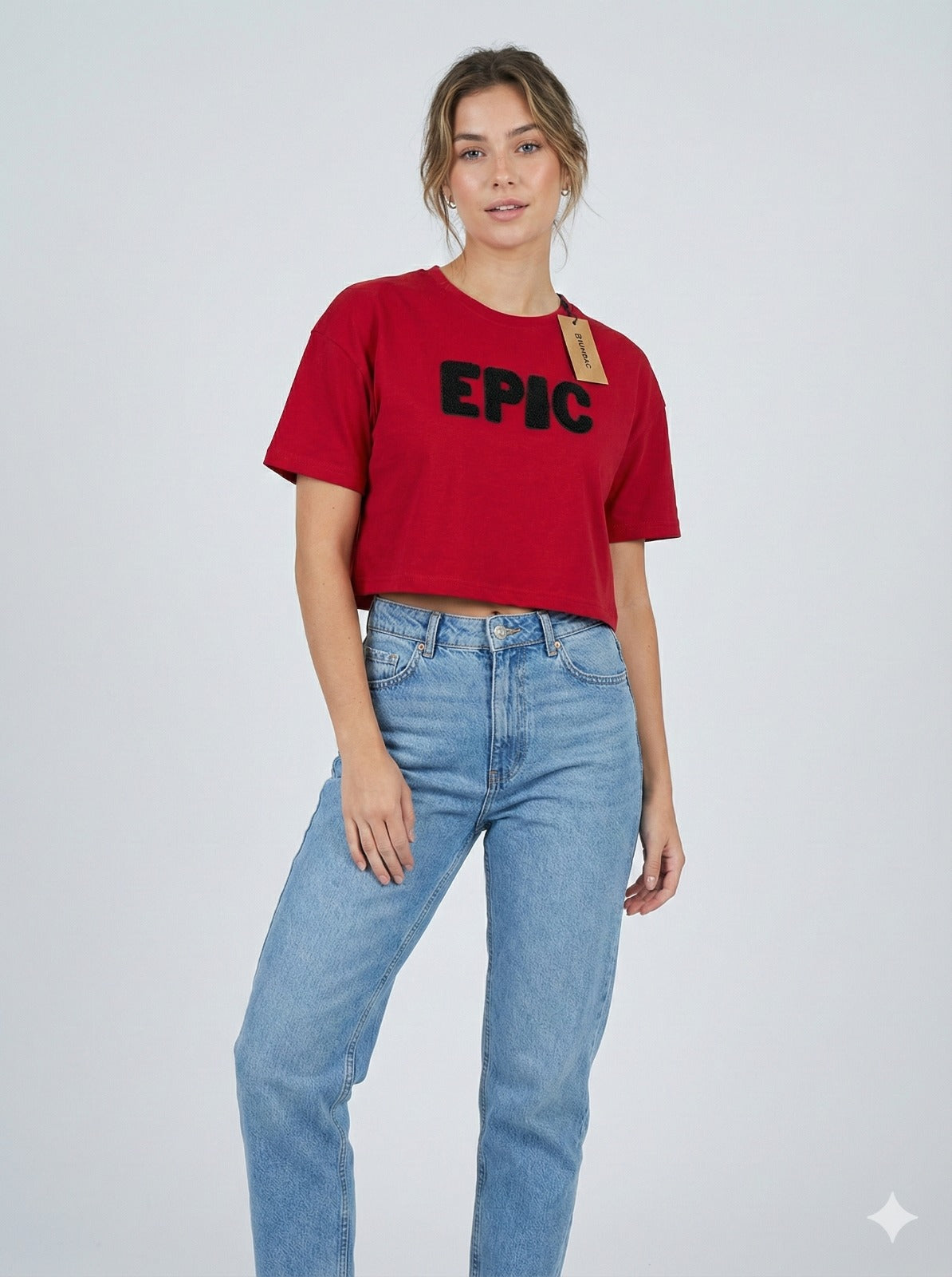Women's Crew Neck Crop Top - Regular Fit Short Sleeve Polyester Top