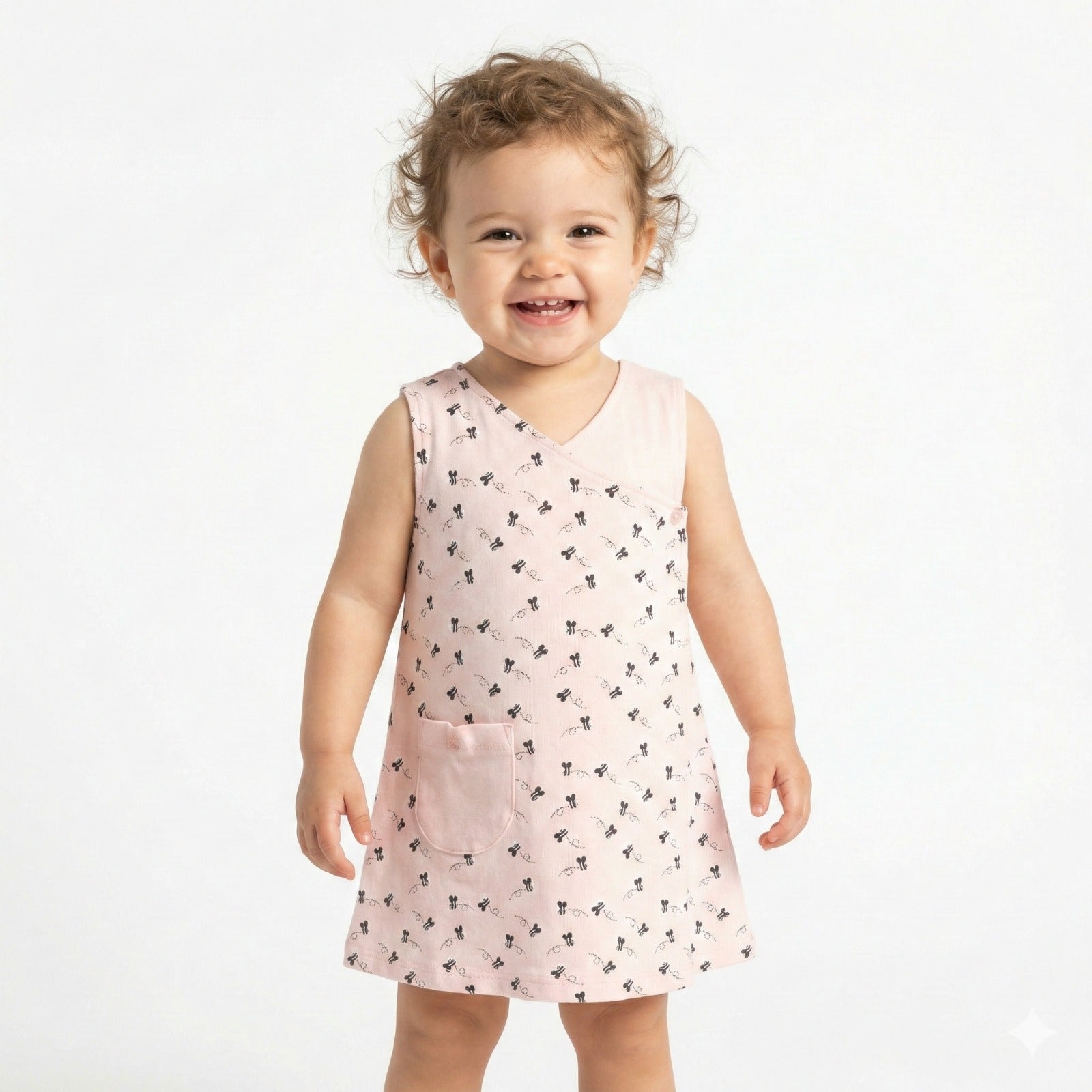 NOHA- BABY ALINE DRESS DOUBLE KNIT COTTON  WILL ALL OVER PRINT