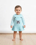 Baby Girl Western Style Frock Dress - 100% Combed Cotton with Belt - Casual Dress for Infants & Toddlers