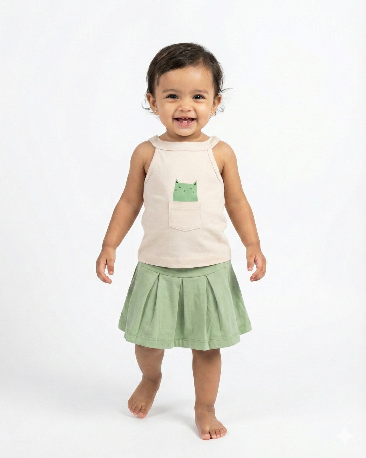 JULI- Outfit Set with Sleeveless Tank Top and Skort ,100% COTTON FABRIC