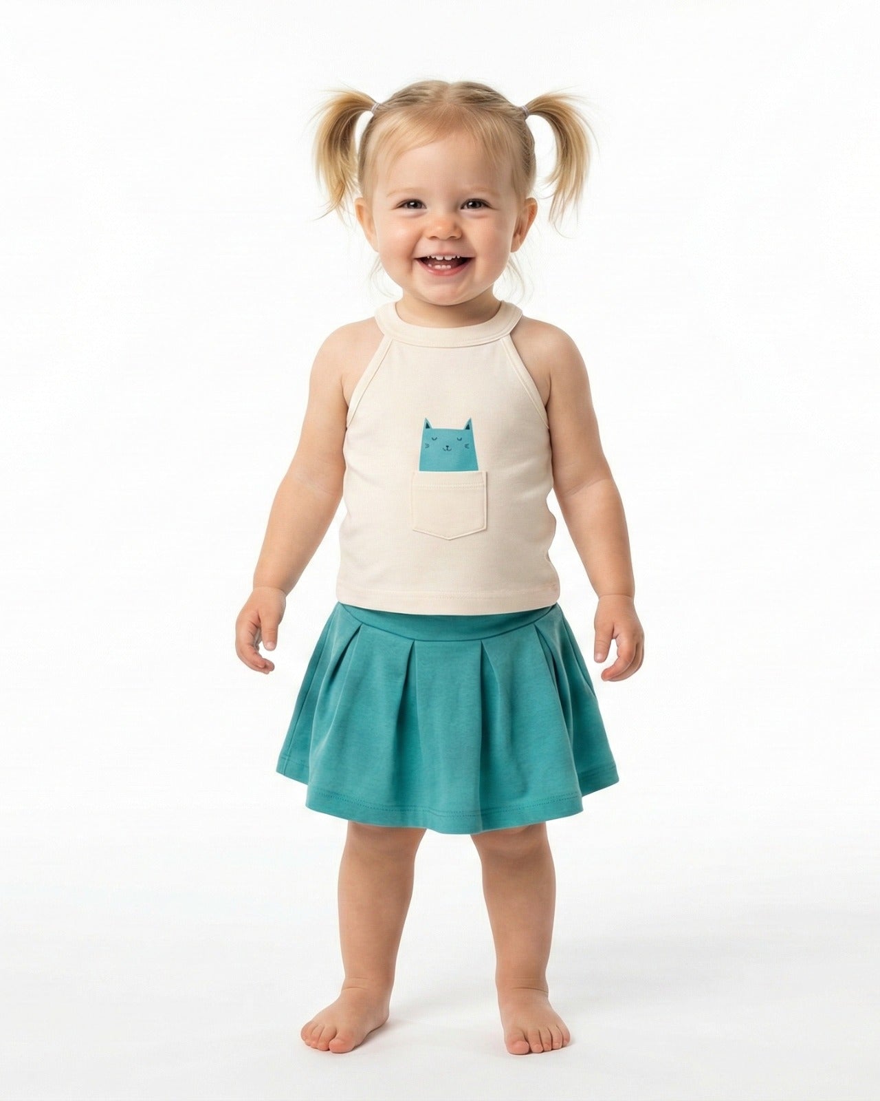 JULI- Outfit Set with Sleeveless Tank Top and Skort ,100% COTTON FABRIC