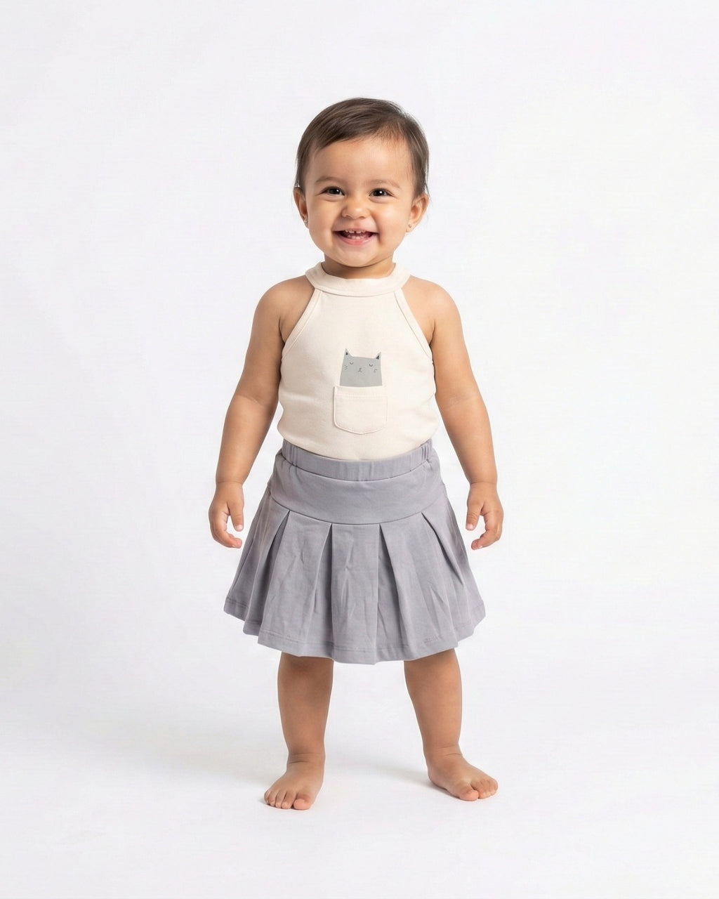 JULI- Outfit Set with Sleeveless Tank Top and Skort ,100% COTTON FABRIC