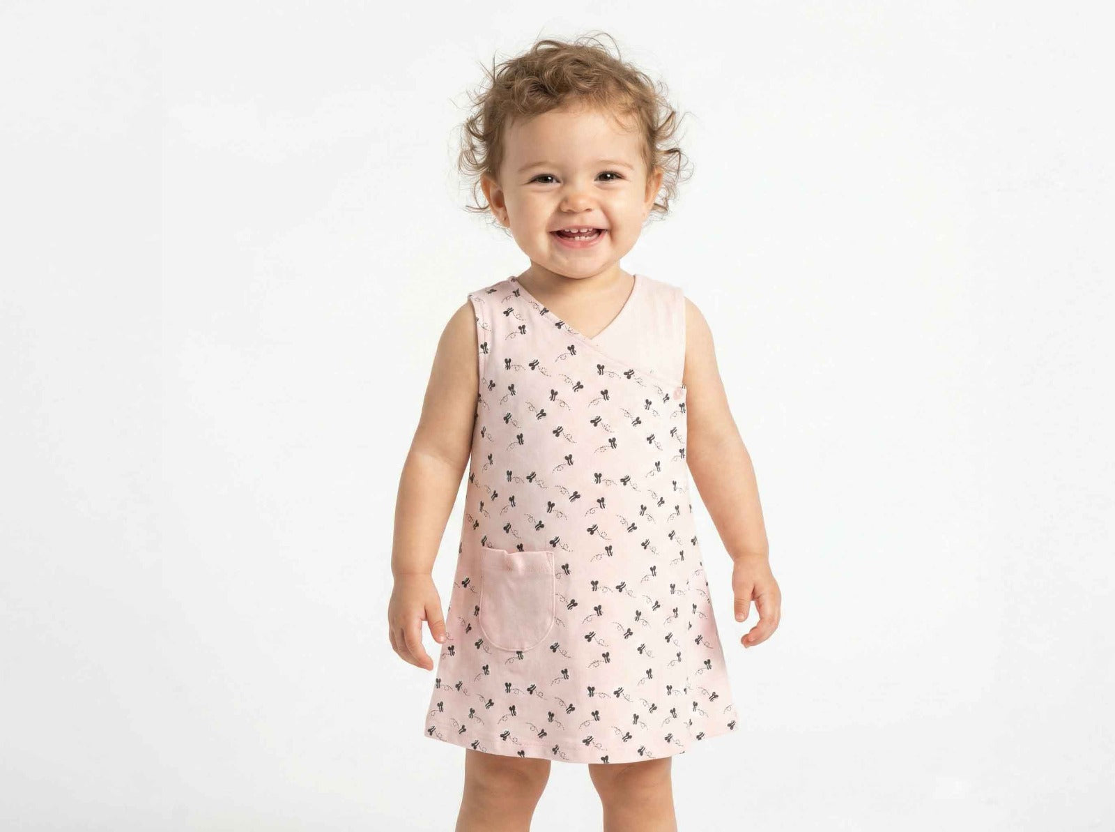 NOHA- BABY ALINE DRESS DOUBLE KNIT COTTON  WILL ALL OVER PRINT