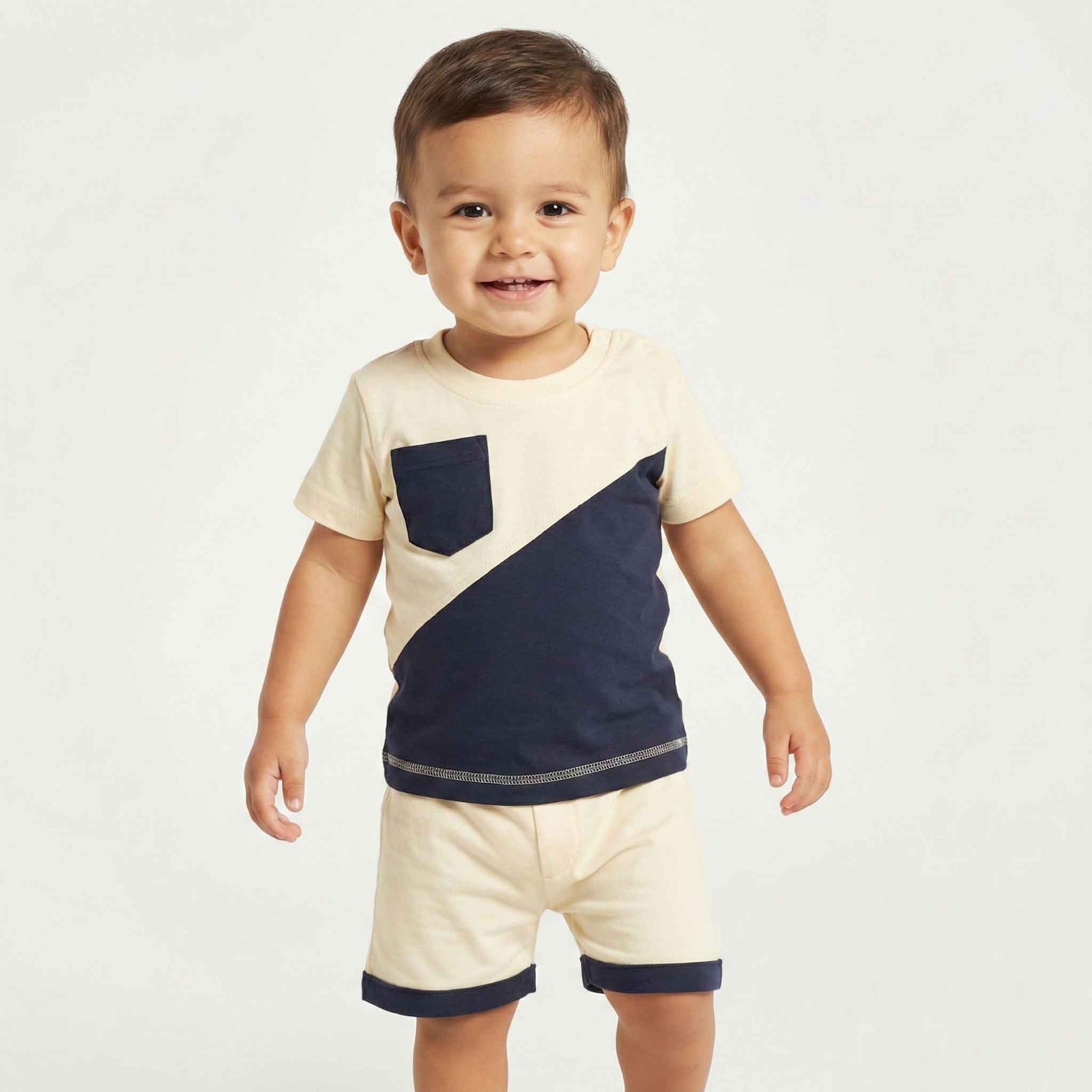JASON-Baby Boy Cotton Shirt and Shorts Set with Embroidery 100%COTTON FABRIC