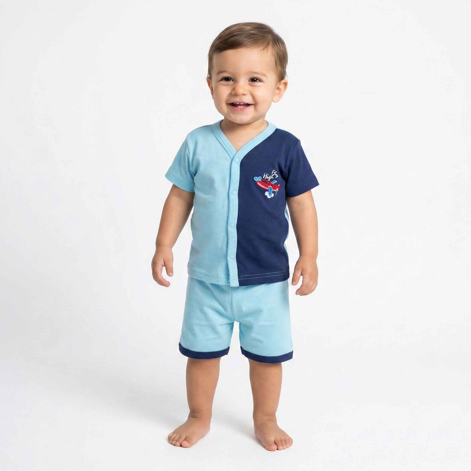 TOM-KIDS BOYS COTTON SLEEVE INTERLOCK TOP AND BOTTOM  100% cotton fabric