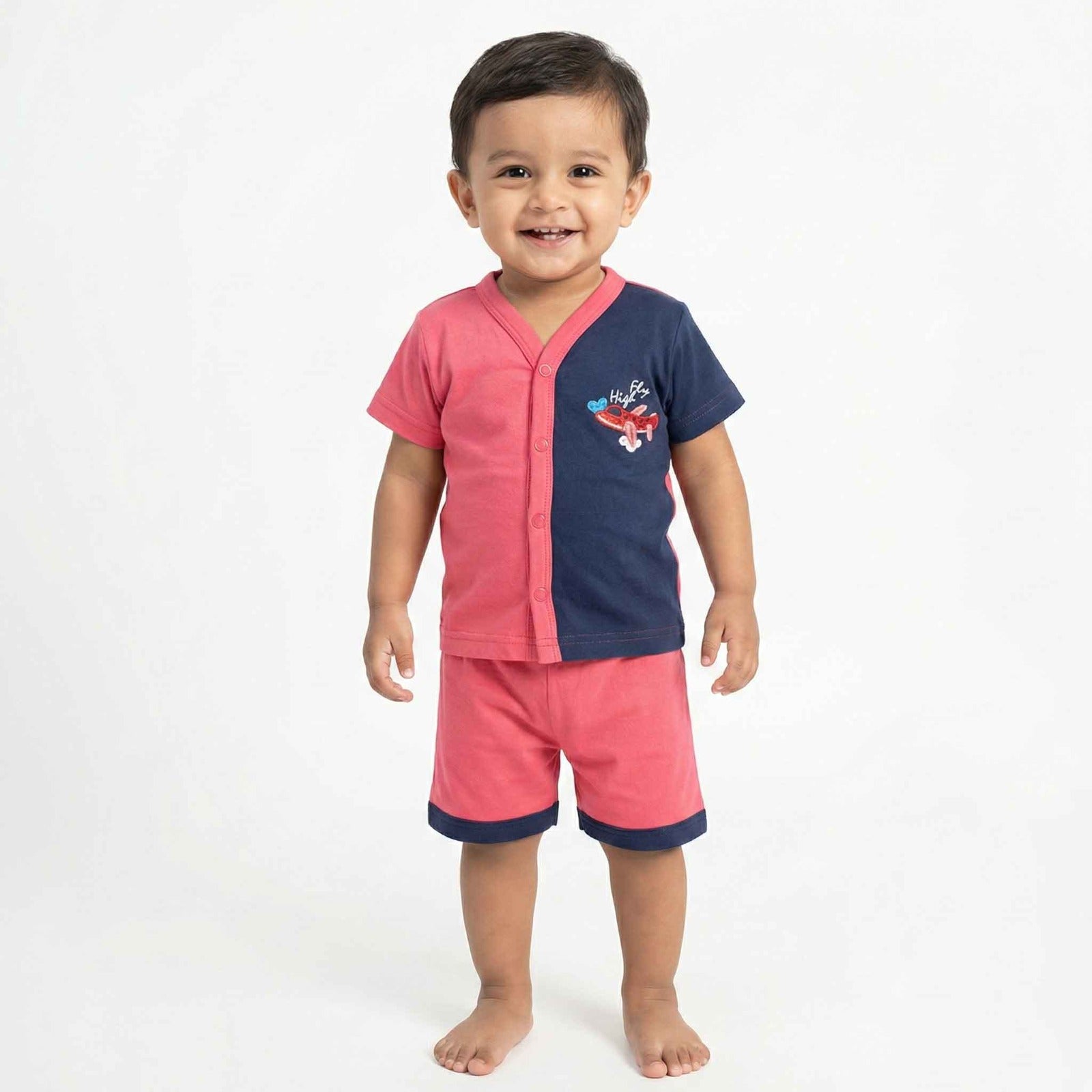 TOM-KIDS BOYS COTTON SLEEVE INTERLOCK TOP AND BOTTOM  100% cotton fabric