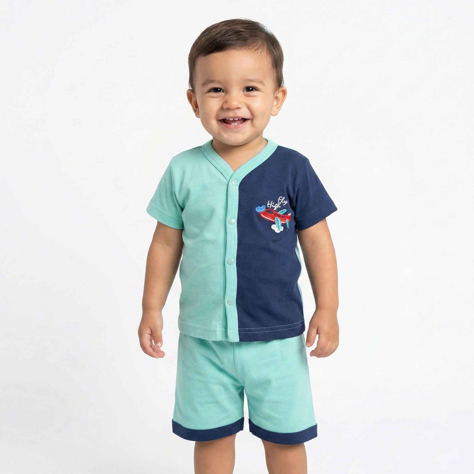 TOM-KIDS BOYS COTTON SLEEVE INTERLOCK TOP AND BOTTOM  100% cotton fabric